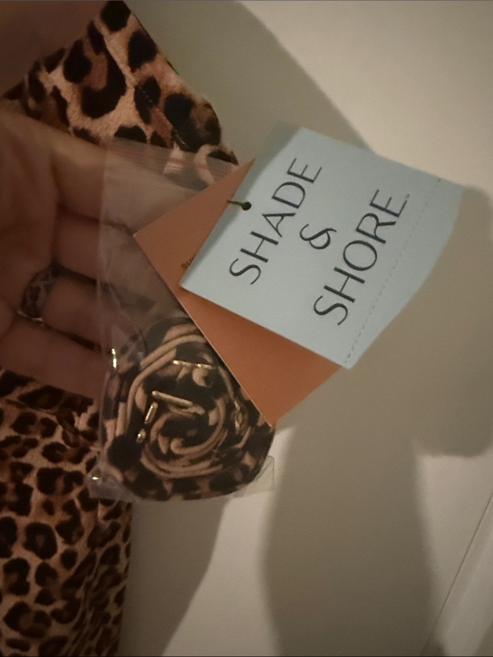 NWT Shade & Shore Leopard-Print Strapless Swim Top in Brown and Black - Picture 2 of 5